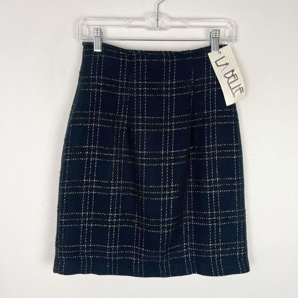 Skirt Tweed Black Silver NWT 90s Retro Office Workwear